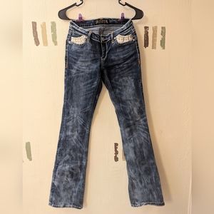 Stone washed boot cut jeans